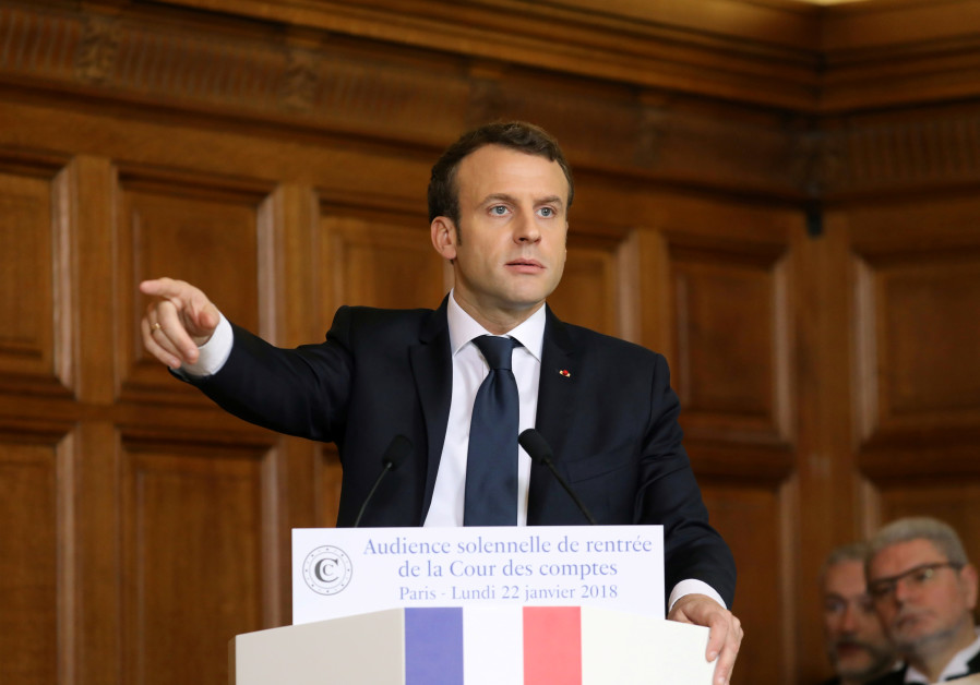 French President Emmanuel Macron delivers a speech during the Court of Auditors solemn hearing to ma
