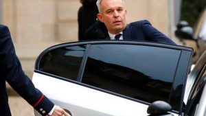 FILE - In this Dec.10, 2018 file photo, French Ecology Minister De Rugy enters his car after a meeting with French President Emmanuel Macron at the Elysee Palace in Paris. Francois de Rugy resigned Tuesday July 16, 2019 over reports of publicly funded lavish lifestyle.